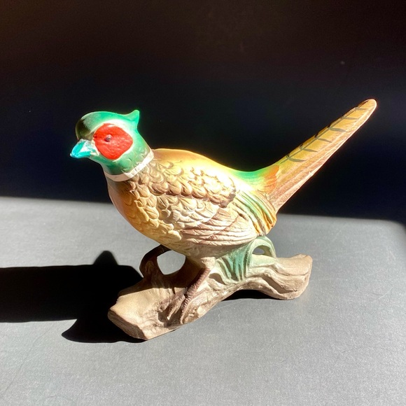 Vintage Set of Two Bisque Porcelain Pheasant Bird Figurines - Picture 5 of 12